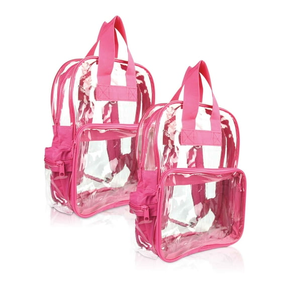 DALIX Clear Backpack for School Transparent Bags Bulk in Hot Pink (2-Pack)