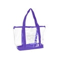 thumbnail image 1 of DALIX Clear Transparent Shopping Bag Security Work Tote (Zippered) in Purple, 1 of 3