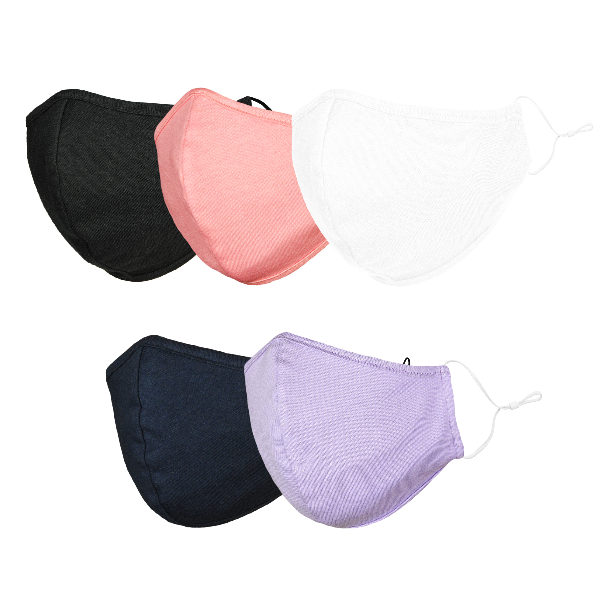 DALIX Cloth Face Mask Reuseable Washable in Assorted Colors Made in USA  (5 Pack) - image 1 of 5