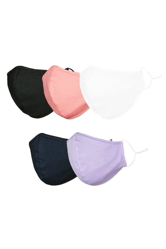 Cloth Face Mask Reuseable Washable in Assorted Colors Made in USA (5 Pack)