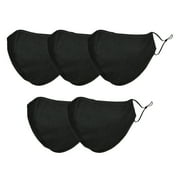 DALIX Cloth Face Mask Reuseable Washable in Black Made in USA - L-XL Size 5 Pack
