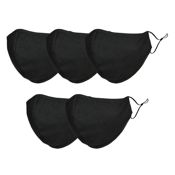 DALIX Cloth Face Mask Reuseable Washable in Black Made in USA - S-M Size (5 Pack)