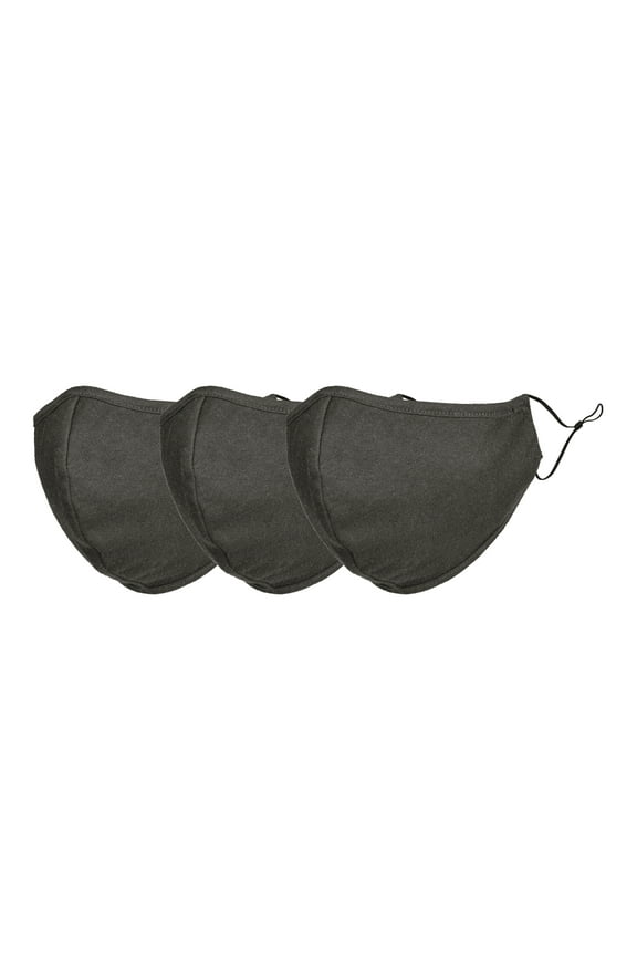 Cloth Face Mask Reuseable Washable in Charcoal Gray Made in USA - L-XL Size (3 Pack)