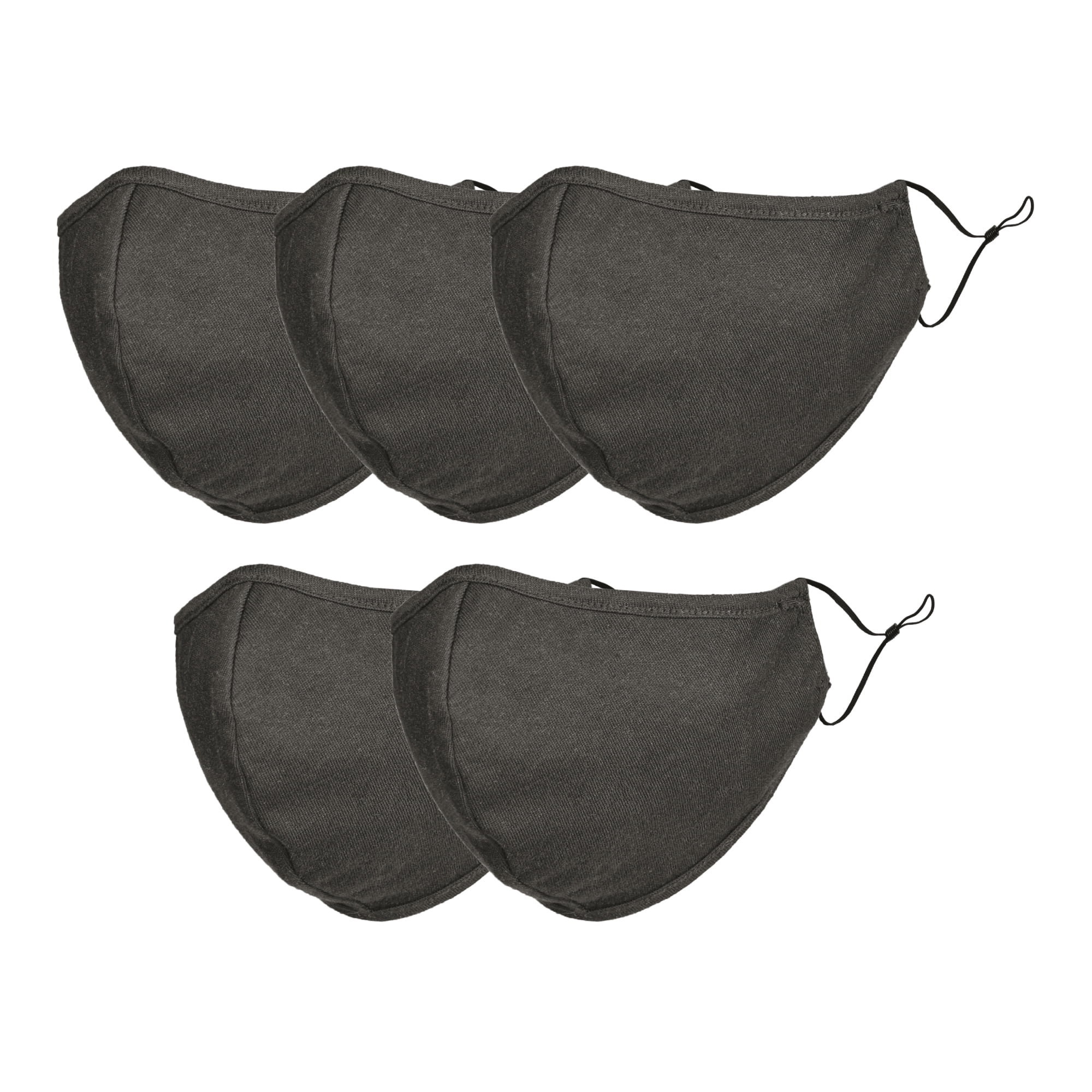 DALIX Cloth Face Mask Reuseable Washable in Charcoal Gray Made in USA - L-XL Size (5 Pack)