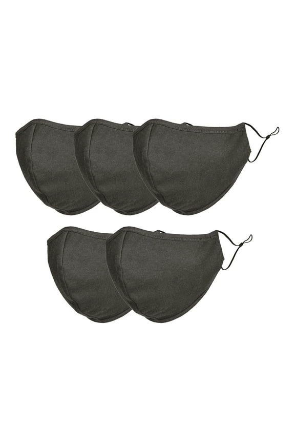 Cloth Face Mask Reuseable Washable in Charcoal Gray Made in USA - L-XL Size (5 Pack)