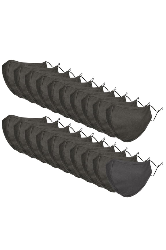 Cloth Face Mask Reuseable Washable in Charcoal Gray Made in USA - S-M Size (20 Pack)