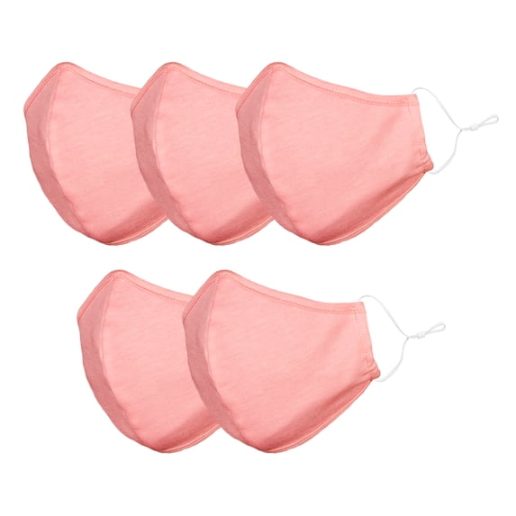DALIX Cloth Face Mask Reuseable Washable in Pink Made in USA - L-XL Size (5 Pack)