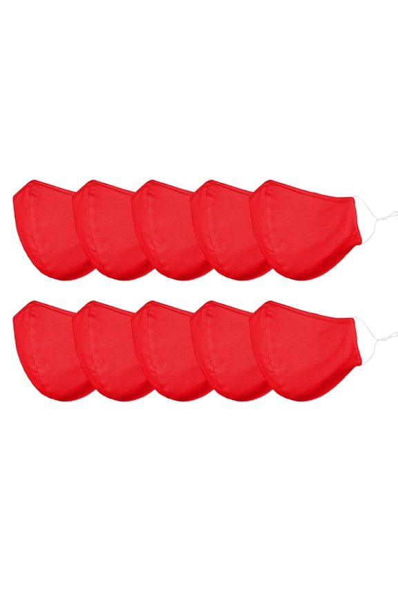 Cloth Face Mask Reuseable Washable in Red Made in USA - L-XL Size (10 Pack)
