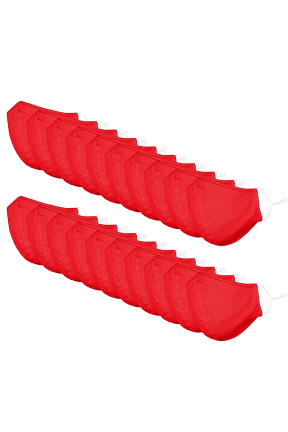 Cloth Face Mask Reuseable Washable in Red Made in USA - L-XL Size (20 Pack)