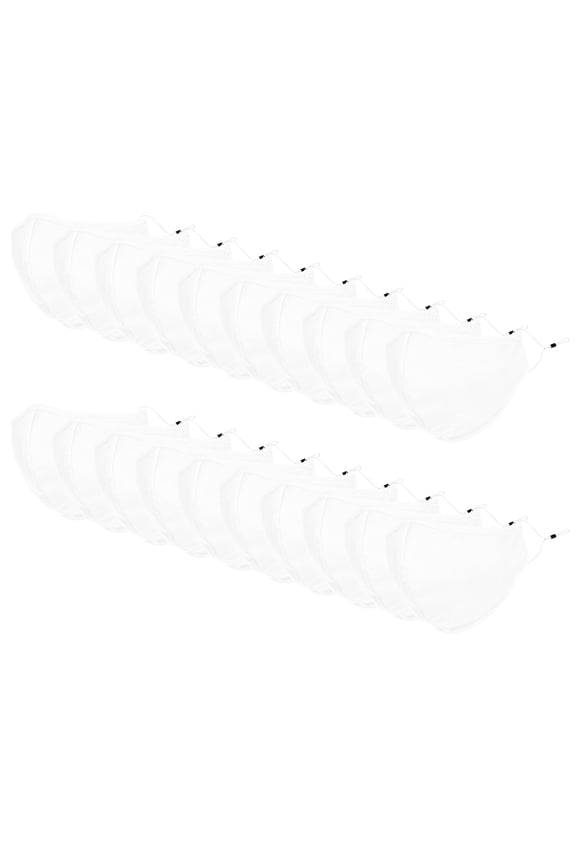 Cloth Face Mask Reuseable Washable in White Made in USA - L-XL Size (20 Pack)