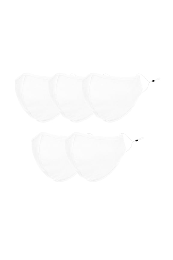 Cloth Face Mask Reuseable Washable in White Made in USA - L-XL Size (5 Pack)