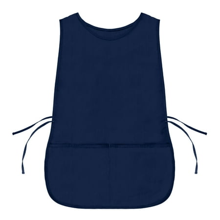 DALIX Cobbler Apron Two Pockets Smock Regular Double Sided Apron, Navy Blue