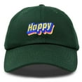 thumbnail image 1 of DALIX Colorful Happy Hat Mens Womens Embroidered Baseball Cap in Dark Green, 1 of 7