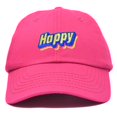 thumbnail image 1 of DALIX Colorful Happy Hat Mens Womens Embroidered Baseball Cap in Hot Pink, 1 of 6