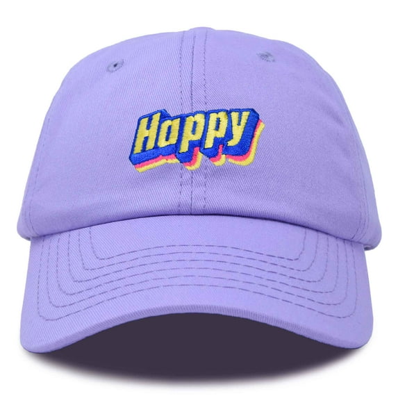 DALIX Colorful Happy Hat Mens Womens Embroidered Baseball Cap in Lavender