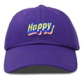 thumbnail image 1 of DALIX Colorful Happy Hat Mens Womens Embroidered Baseball Cap in Purple, 1 of 6