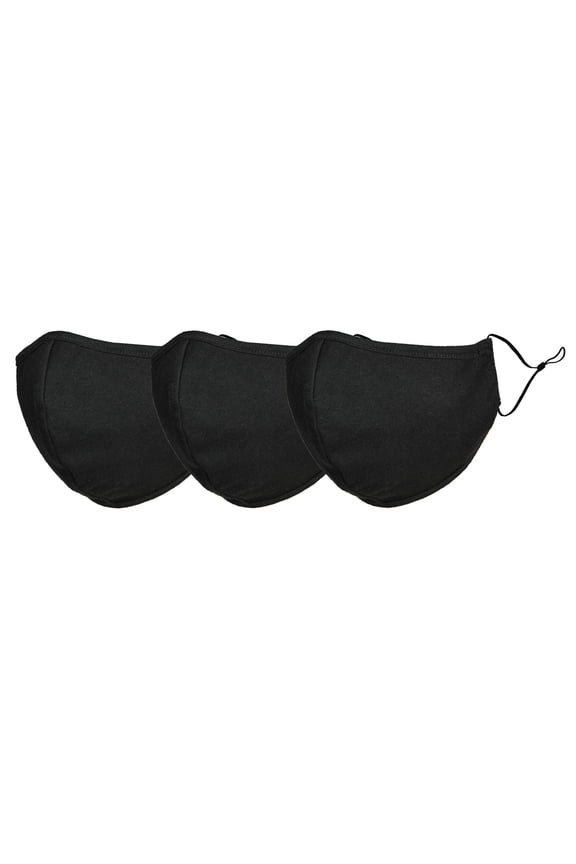 Cotton Face Mask Reuseable Washable in Black Made in USA - XXS-XS Size 3 Pack
