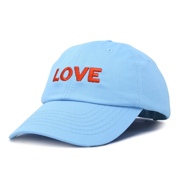 DALIX Custom Embroidered Hats Dad Caps LOVE Stitched Logo Hat in Light Blue