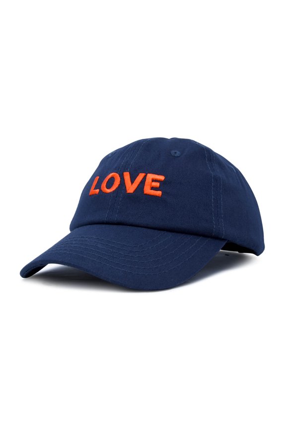 Custom Embroidered Hats Dad Caps LOVE Stitched Logo Hat in Navy Blue