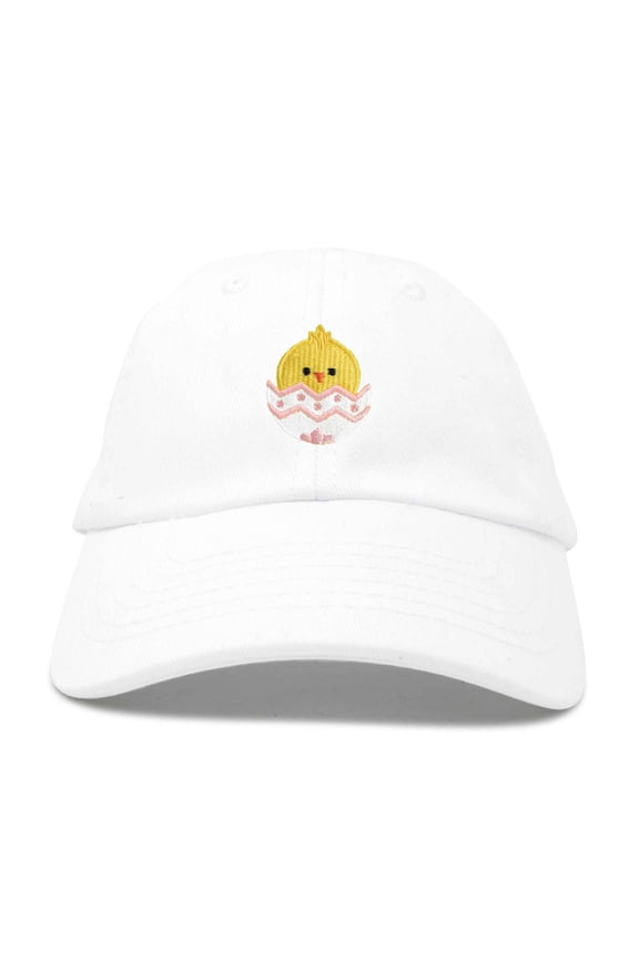 Cute Easter Chick Hat Infants Embroidered Baby Baseball Cap White