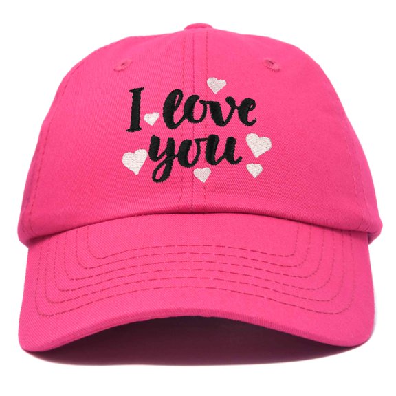 DALIX Cute Hearts I Love You Hat Womens Embroidered Baseball Cap in Hot Pink