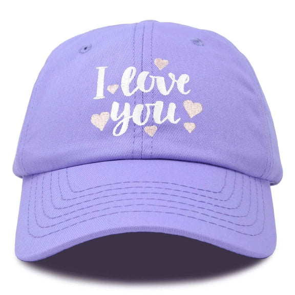 DALIX Cute Hearts I Love You Hat Womens Embroidered Baseball Cap in Lavender