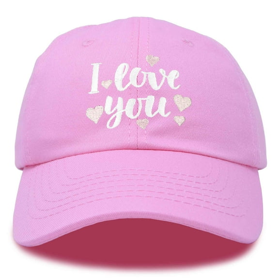 DALIX Cute Hearts I Love You Hat Womens Embroidered Baseball Cap in Light Pink