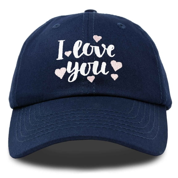 DALIX Cute Hearts I Love You Hat Womens Embroidered Baseball Cap in Navy Blue