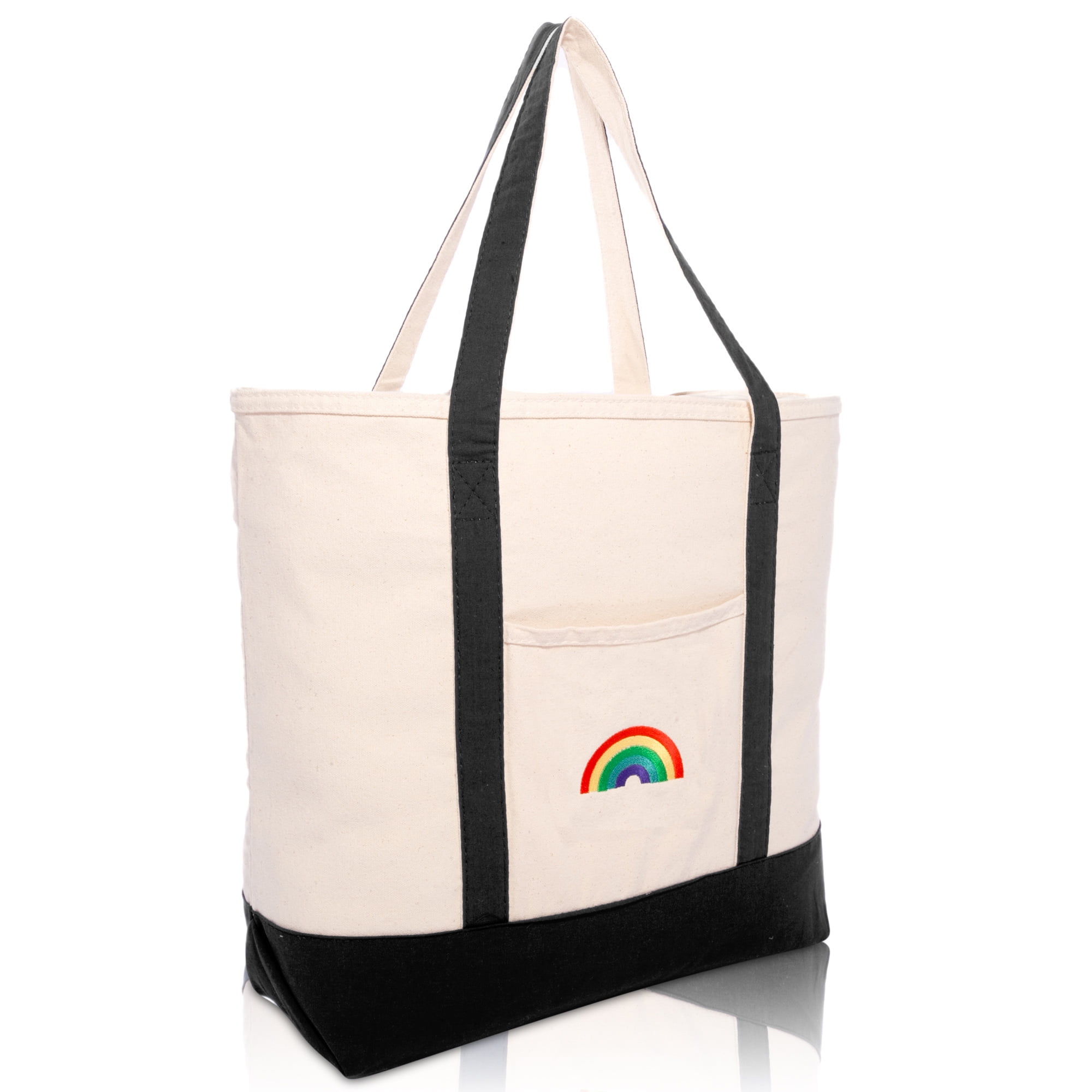 DALIX Rainbow Tote Bag with Zippered Top