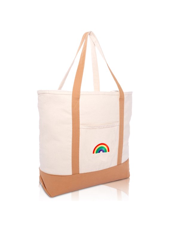 Cute Rainbow Tote Bag Reusable Grocery Teacher Bags Eco Pride Brown