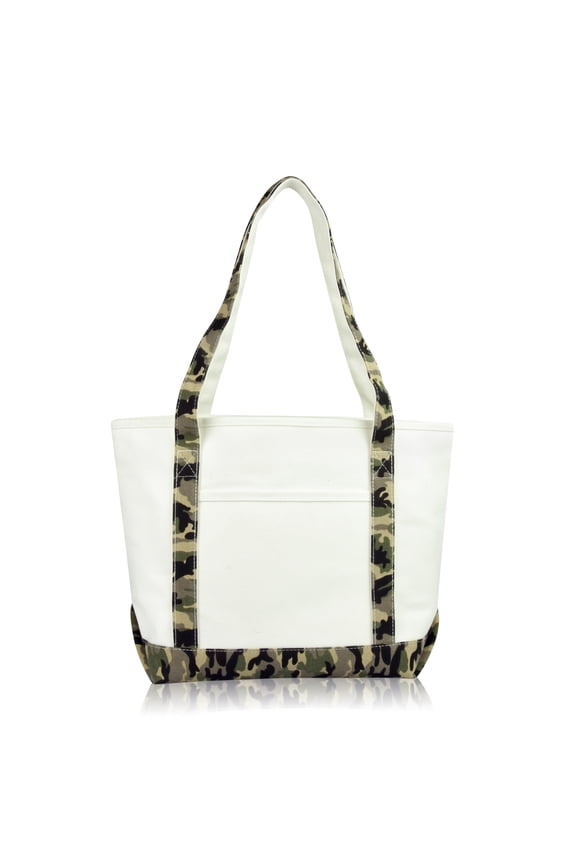 Daily Shoulder Tote Bag Premium Cotton in Green Camouflage