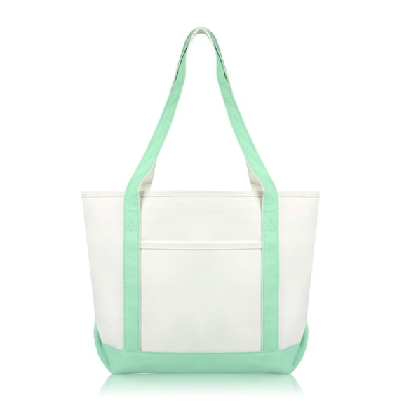 DALIX Daily Shoulder Tote Bag Premium Cotton in Mint Green