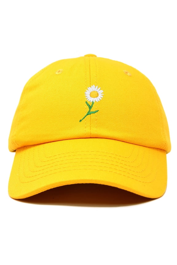 Daisy Flower Hat Womens Floral Baseball Cap in Gold