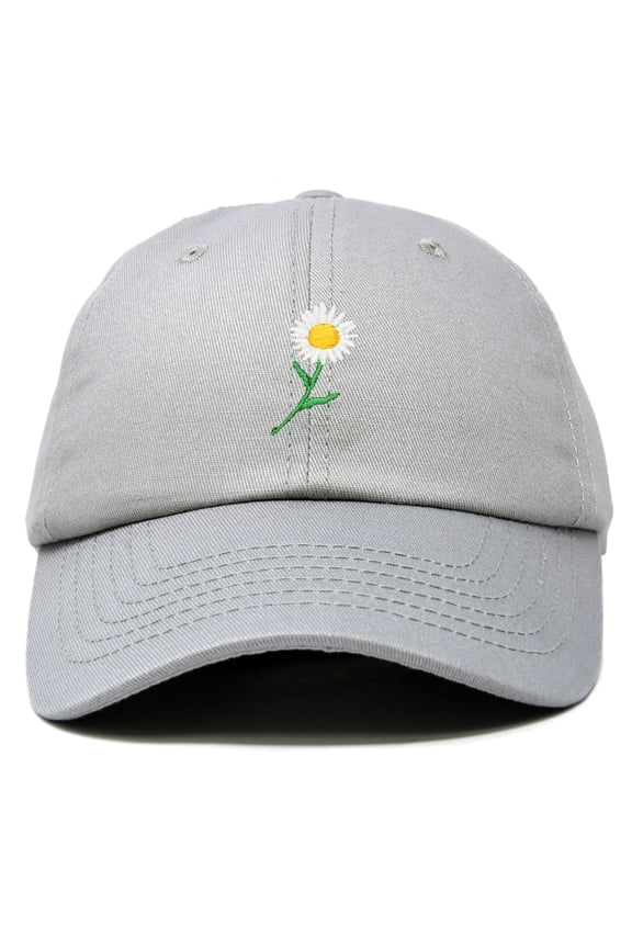 Daisy Flower Hat Womens Floral Baseball Cap in Gray