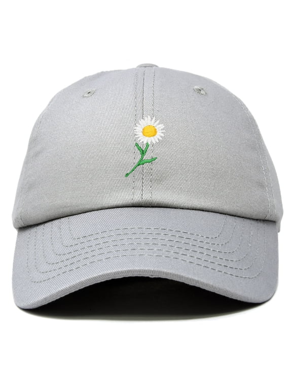 Daisy Flower Hat Womens Floral Baseball Cap in Gray