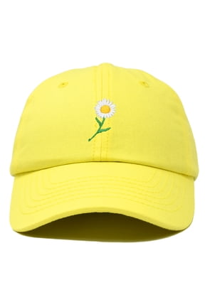 Daisy Flower Hat Womens Floral Baseball Cap in Minion Yellow