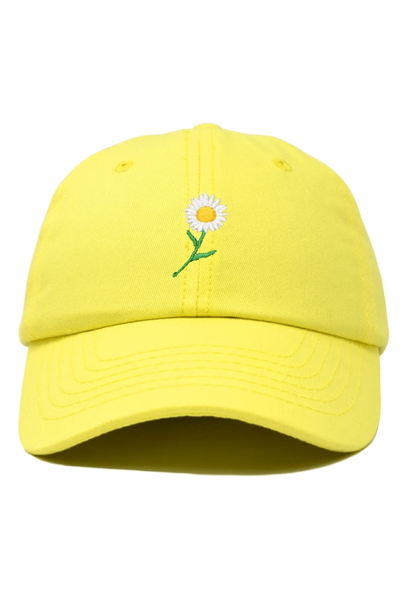 Daisy Flower Hat Womens Floral Baseball Cap in Minion Yellow