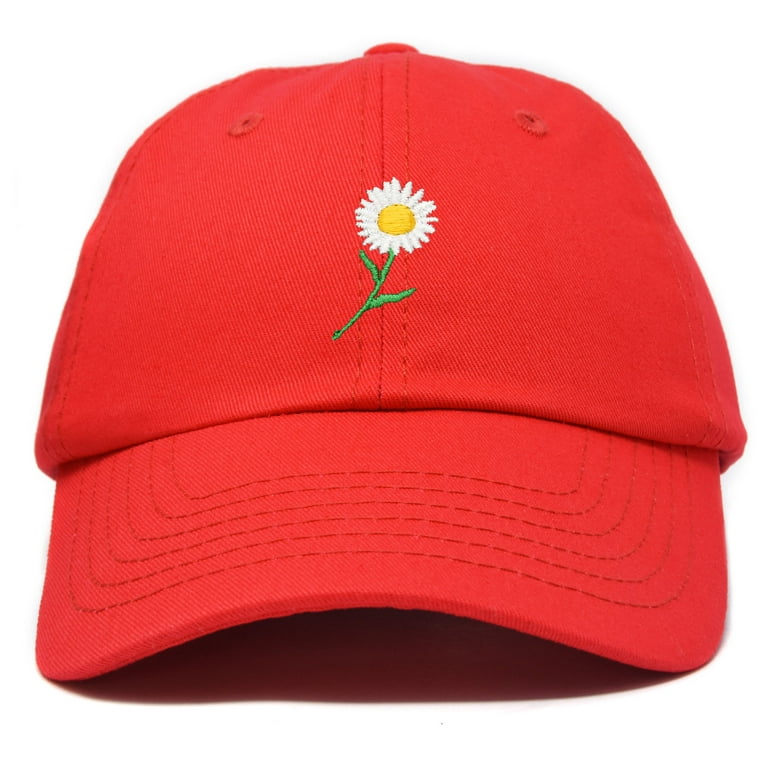Baseball DALIX Hat Daisy Flower Floral Womens Red Cap in