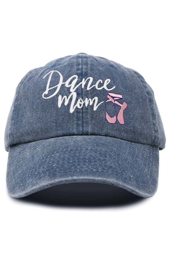 Dance Mom Hat Support Daughter Embroidered Cotton Cap in Washed Navy Blue