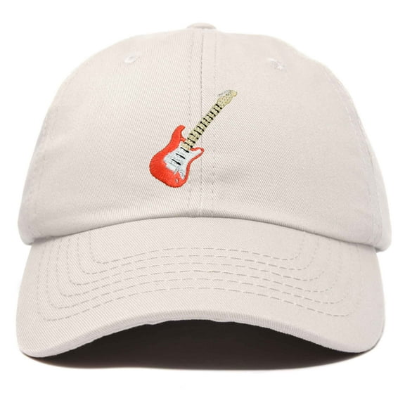 DALIX Electric Guitar Ball Cap Embroidered Hat in Beige