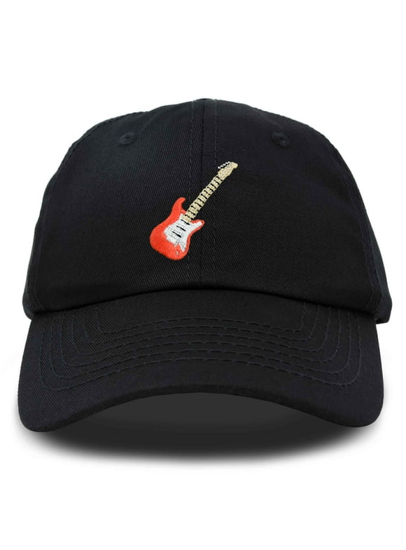 Electric Guitar Ball Cap Embroidered Hat in Black