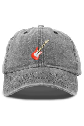 Electric Guitar Ball Cap Embroidered Hat in Washed Black