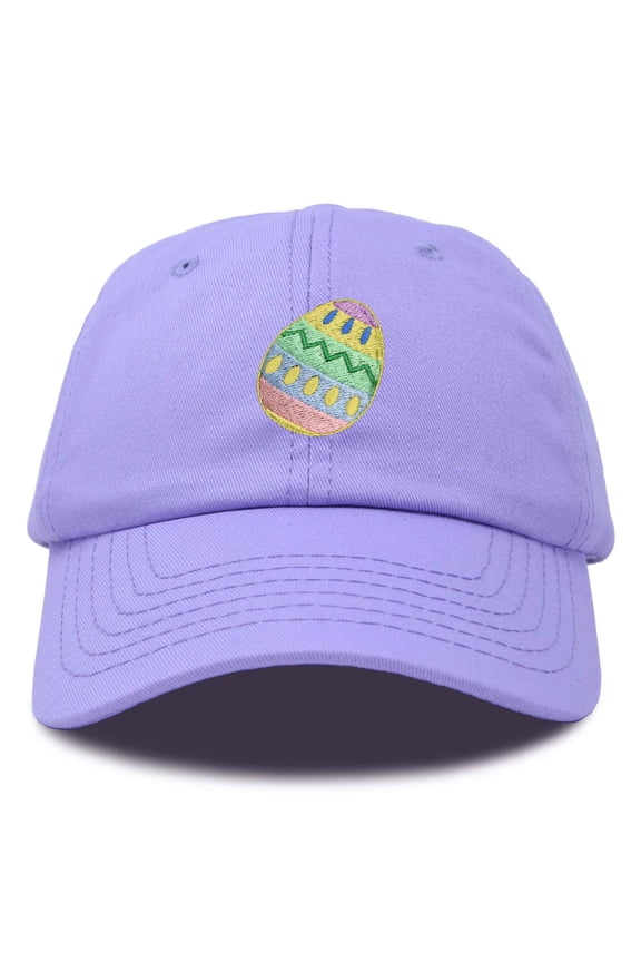 Elegant Colorful Egg Easter Hat Womens Embroidered Baseball Cap in Lavender