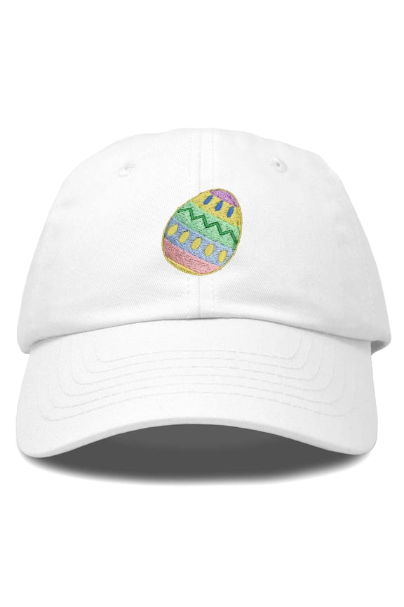 Elegant Colorful Egg Easter Hat Womens Embroidered Baseball Cap in White