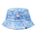 thumbnail image 1 of DALIX Embroidered Flamingo Tie Dye Cotton Outdoor Summer Bucket Hat in Blue - Large, 1 of 4