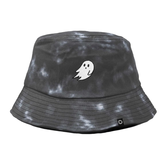 DALIX Embroidered Ghost Tie Dye Cotton Outdoor Summer Bucket Hat in Black - Extra Large
