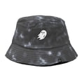 thumbnail image 1 of DALIX Embroidered Ghost Tie Dye Cotton Outdoor Summer Bucket Hat in Black - Large, 1 of 4