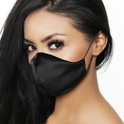 DALIX Exclusive Charmeuse Satin 3 Layer Face Mask in Black - S-M