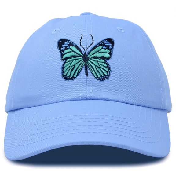 DALIX Exotic Blue Butterfly Hat Cute Womens Gift Embroidered Girls Cap in Light Blue