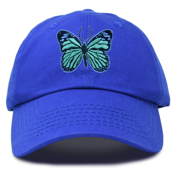 DALIX Exotic Blue Butterfly Hat Cute Womens Gift Embroidered Girls Cap in Royal Blue